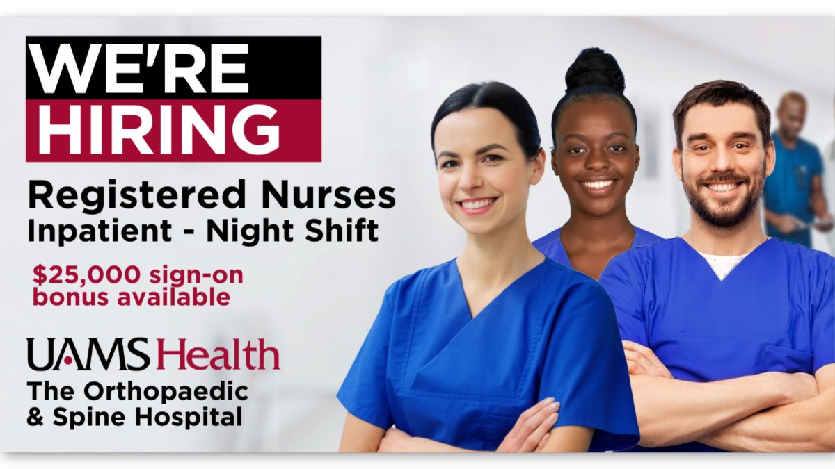 Join our team and be a part of something great.  
If you are an RN who has current inpatient experience, we invite you to consider a career with The Orthopaedic &amp; Spine Hospital at <a href="/uamshealth/">UAMS Health</a>. Let's build extraordinary together.
Click to apply: tinyurl.com/2cm47t7f