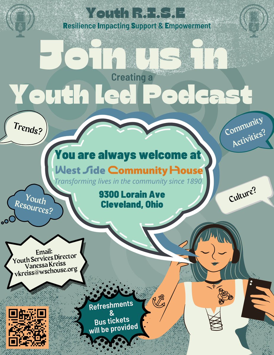 TheWSCH's tweet photo. Check out our new Youth R.I.S.E. Podcast! Let your voice be heard as we talk about topics like pop culture, community news, music, sports, social justice, and more. Sign up here: https://t.co/Bi3xTcI6Yn https://t.co/oe8oWOwqo1