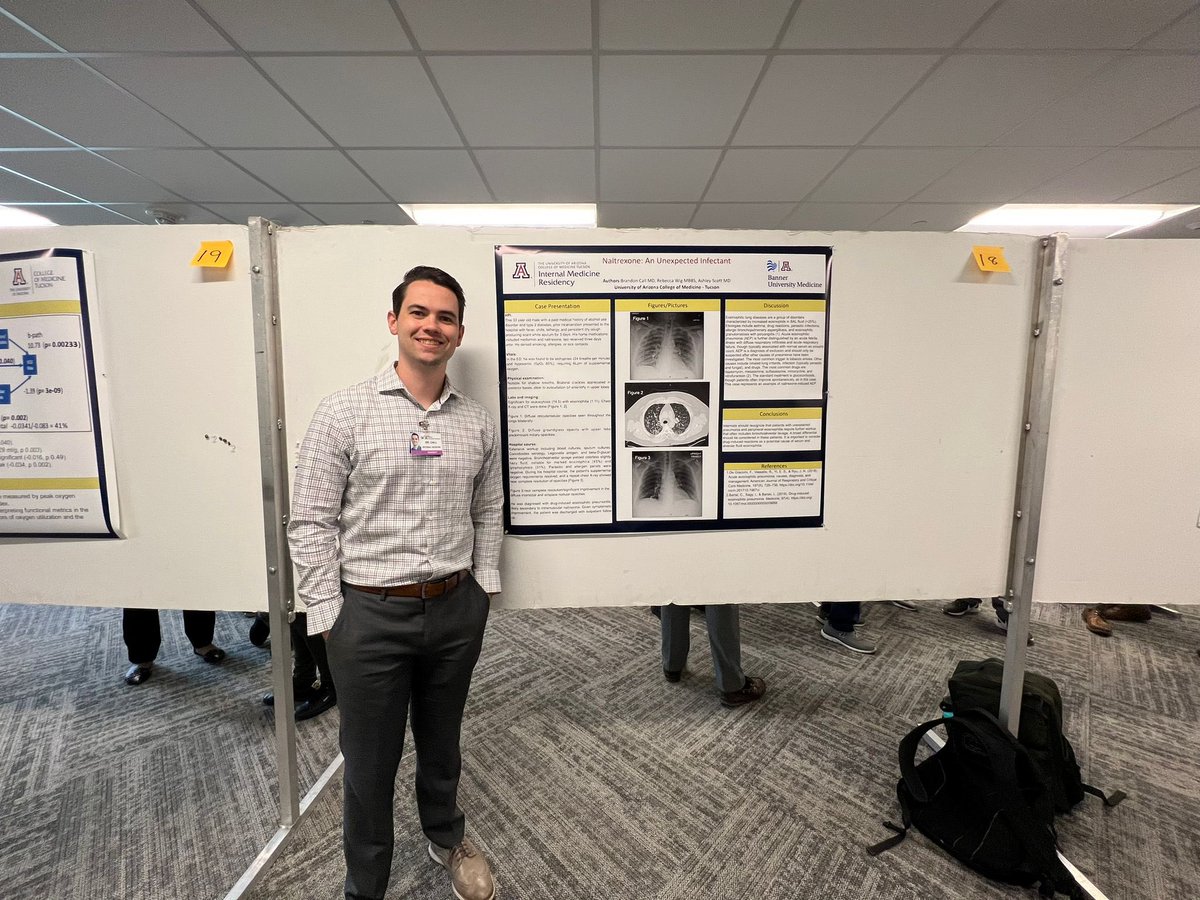 UAZTucson_IMRes's tweet photo. Our residents showed up in fine form to present their work at Research Academic Half Day. Seen here: Drs. @niharikav211 , Uhland, Call, and Kreutzfeldt.
📸: Dr. Vennelaganti https://t.co/4WQXTa30qF