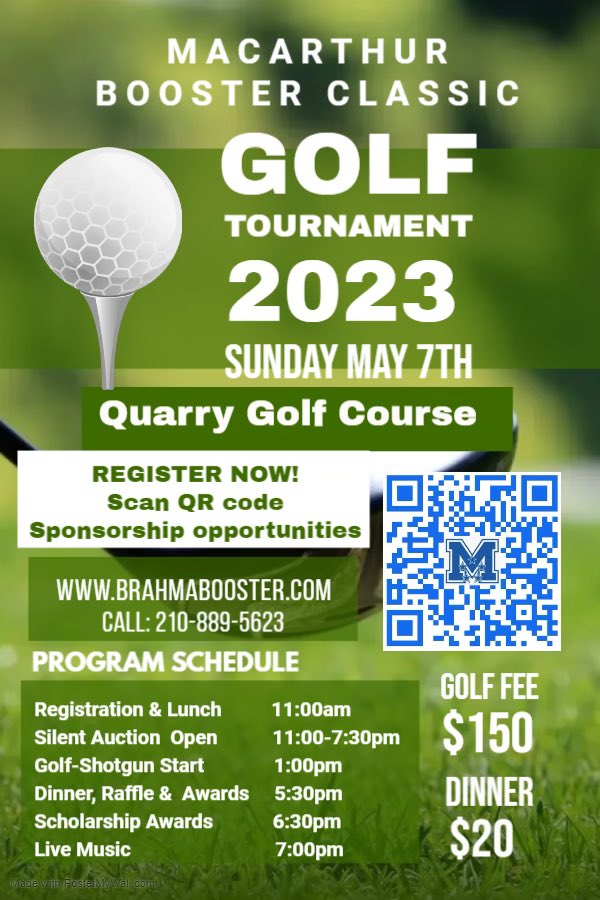 brahma_booster's tweet photo. We are only weeks away from the Brahma Classic Golf Tournament!!! Get your team together, or come solo, and meet some great people to help support this great cause!
#mac #webackmac #macboosters #alumni #students #brahmas #fundraiser #golf #golftournament https://t.co/cEmZJhYKr4