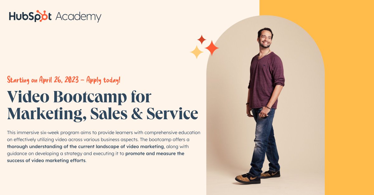 dantyre's tweet photo. Do you need help just getting started? If so, then you’re a great fit for the HubSpot Academy Video Bootcamp for Marketing, Sales, & Service beginning April 26 and May 31, 2023. @HubSpot @hubspotacademy #inbound #hubspot #videoproduction #bettervideo https://t.co/C7Bn7rZ2z9 https://t.co/a8NjCPHkFt