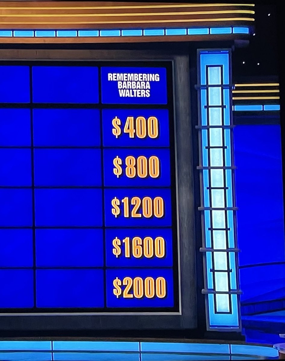 White2Jennifer's tweet photo. @TheView 
Tonight on Jeopardy https://t.co/mJqThTBDBG