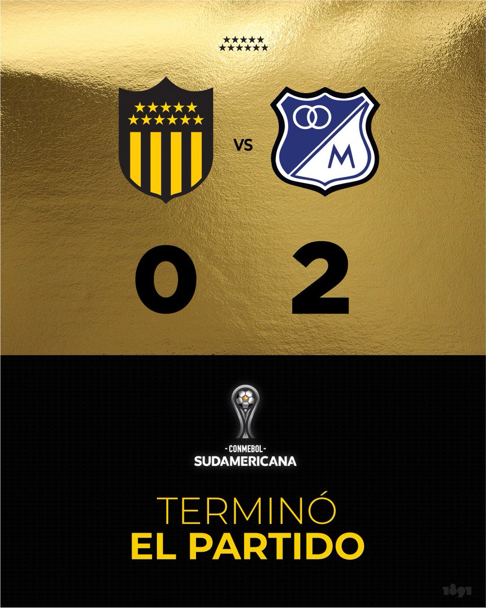 Final del partido. 

<a href="/OficialCAP/">PEÑAROL</a> 0-2 <a href="/MillosFCoficial/">Millonarios FC</a> 

<a href="/Sudamericana/">CONMEBOL Sudamericana</a>