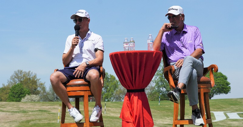 AJGAGolf's tweet photo. The dynamic father-son duo sit down with the field!

Check out the full Q&amp;A with @JustinThomas34 and @mthomaslogo below.