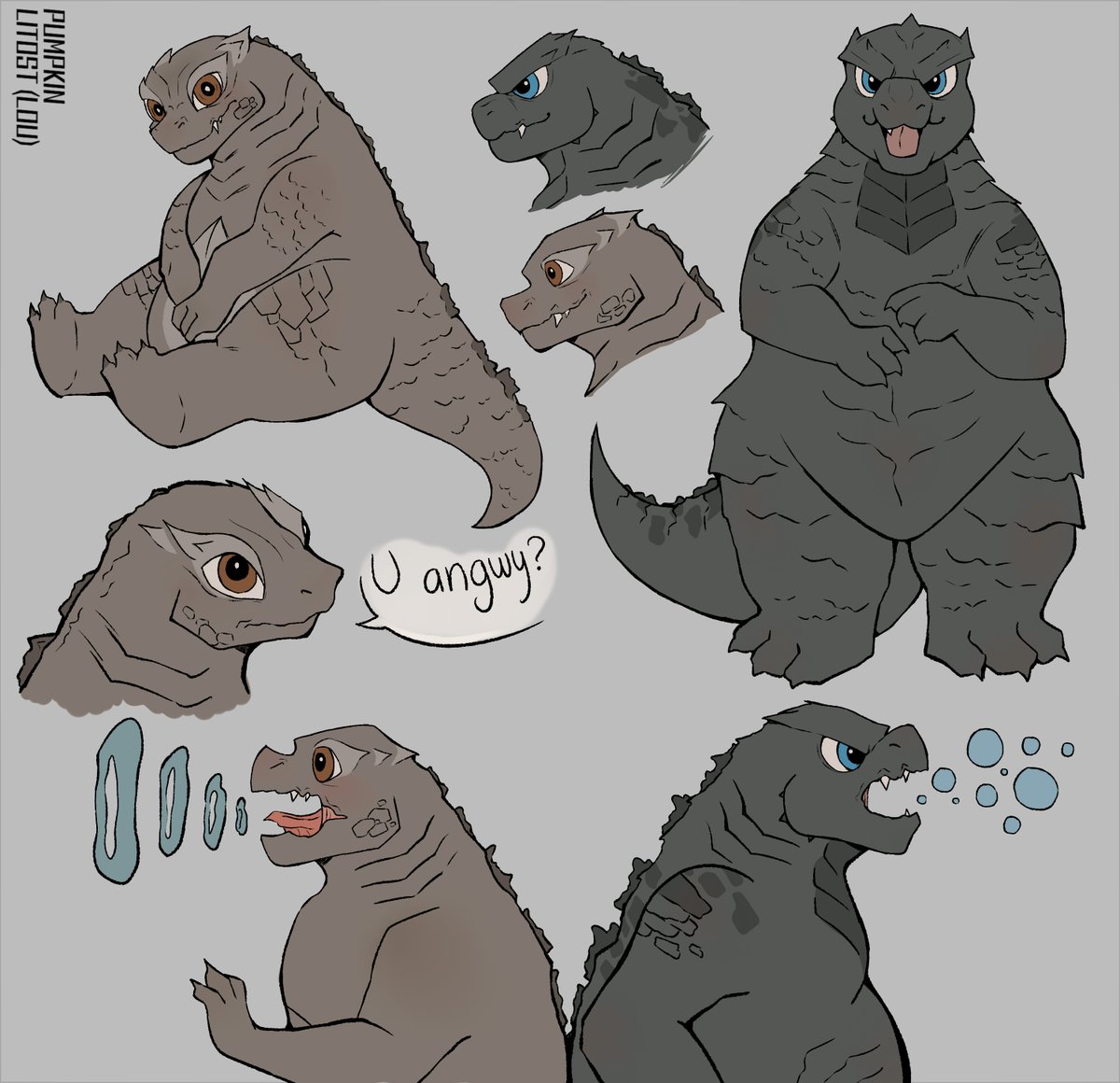 pumpkinlitost's tweet photo. Some babies ideas. you can guess who is who xd
I'm not the only one who would like to see a Goji baby in the new GodzillaxKong movie, right? or maybe a baby Kong or a hybrid baby idk 
.
#godzilla #Kaiju #monsteverse #digitaldrawing https://t.co/dH7LA3jdSn
