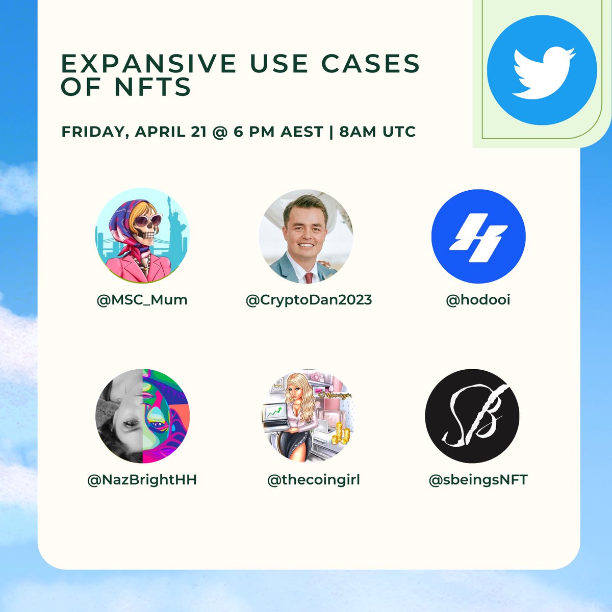 Join us for an in-depth conversation about the expansive use cases of NFTs.

Our panel will explore the real world possibilities of this emerging new technology, and the ways they can be used to bring about meaningful change. 

Set your reminder 👇
 x.com/i/spaces/1BdGY…