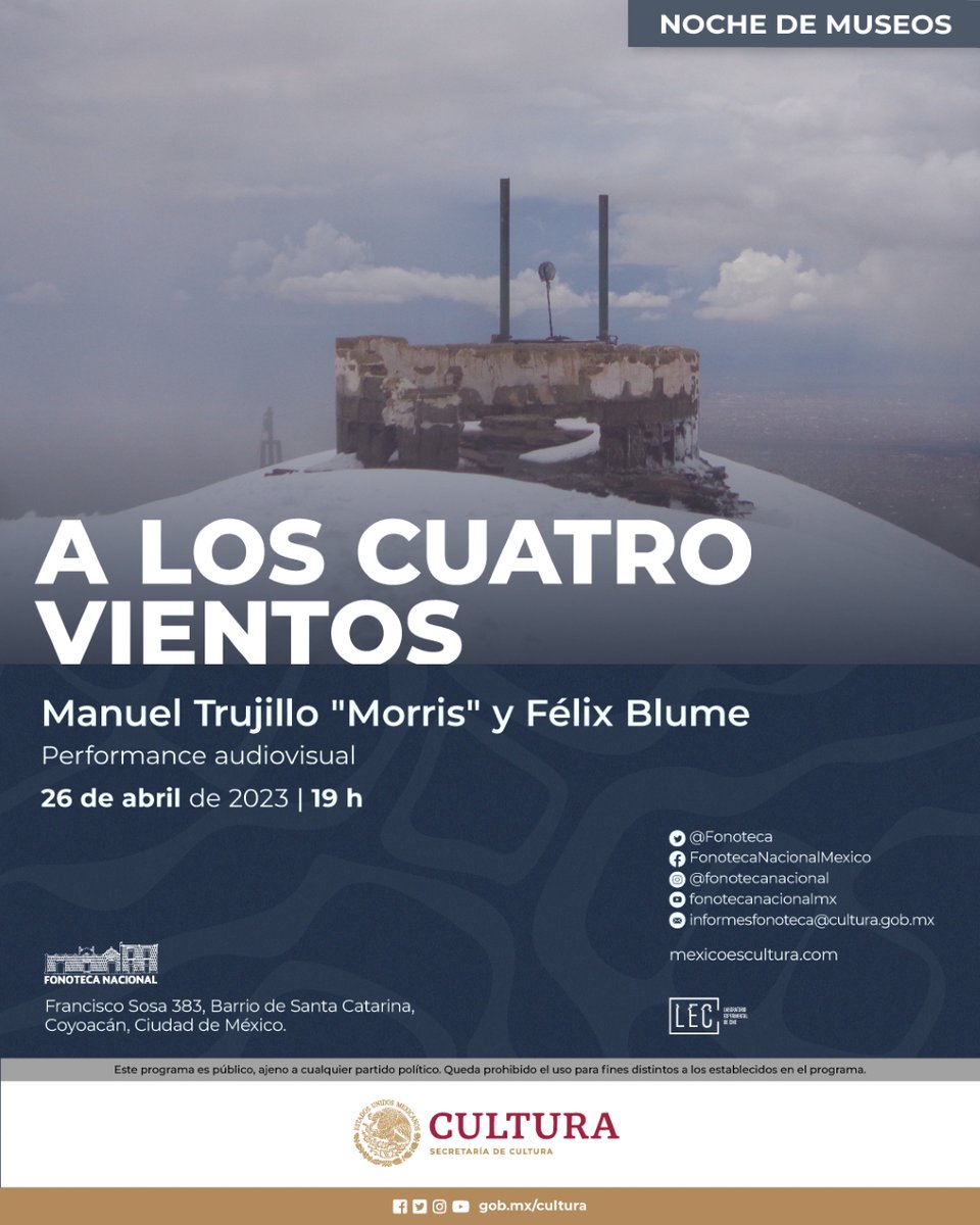 felixblume's tweet photo. A los Cuatro Vientos en formato performance a cargo de Manuel Trujillo "Morris" del @LEC_LabExpCine. Miércoles 26 de abril 19h en @Fonoteca  https://t.co/0dhtSJgqhS #nochedemuseos https://t.co/l2m0WtcXaA