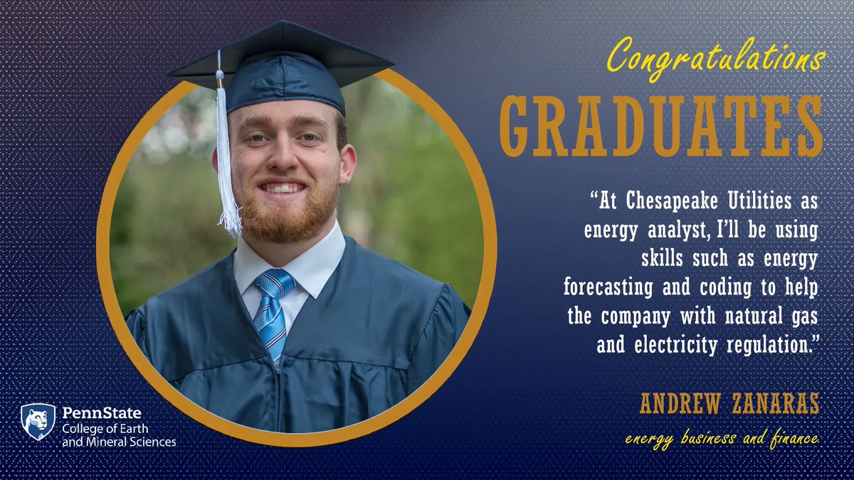 PSUEMS's tweet photo. Today, we're featuring Andrew Zanaras, who is graduating with a degree in energy business and finance from @PennStateEME. Attn. EMS grads: Do you have a great story to tell? Message us here to be featured! #emsgrad #psugrad https://t.co/sjdF9mRb4e