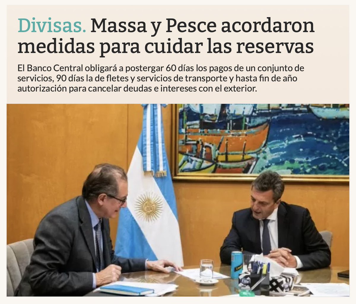 importoyo's tweet photo. #dolar #SIRA #LNA Ya no autorizan #importaciones ahora patean pagos de #servicios #fletes #deudas.
Es la politica #patear para adelante. En 4 años no implementaron ninguna política estructural y ahora le dejan la bomba al próximo.
#politicapusilanime https://t.co/rNrll26CQg