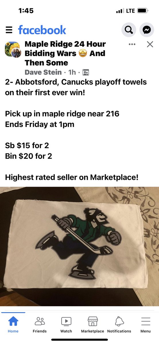 So some dude on selling site already trying to sell <a href="/abbycanucks/">Abbotsford Canucks</a> playoff towels thst he got for free