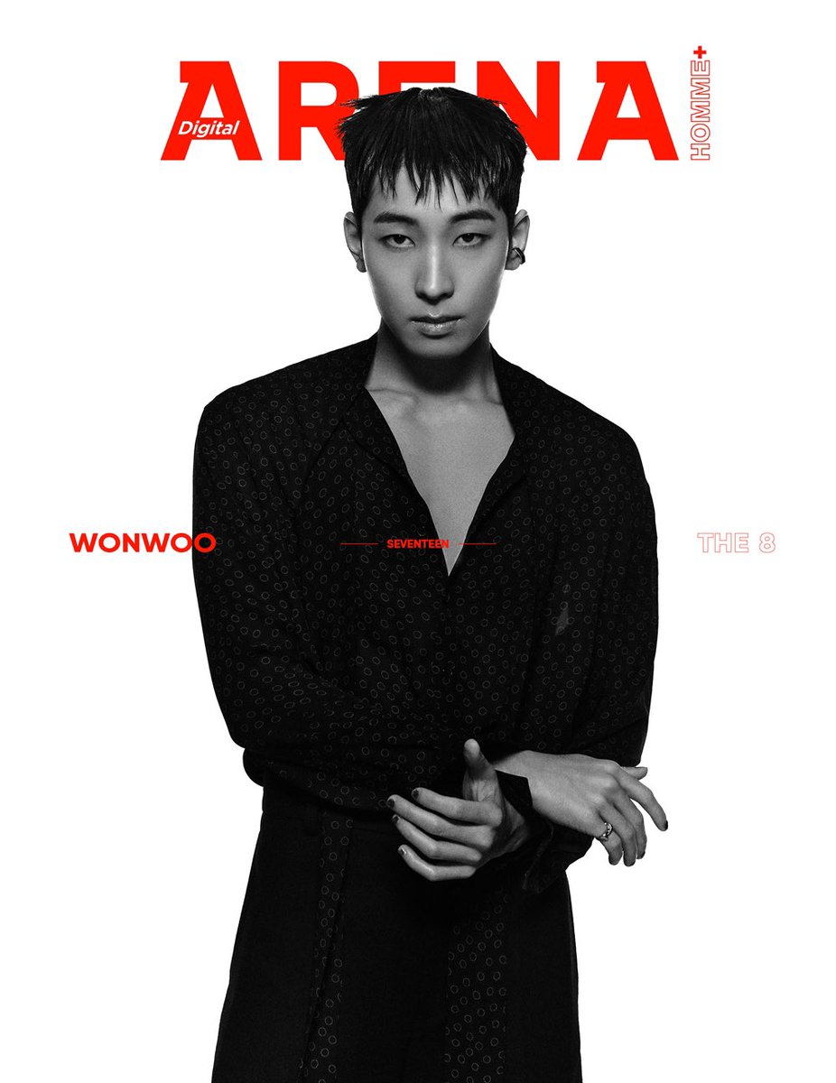 Wonwoo e The8 do SEVENTEEN para a edição de maio da revista Arena