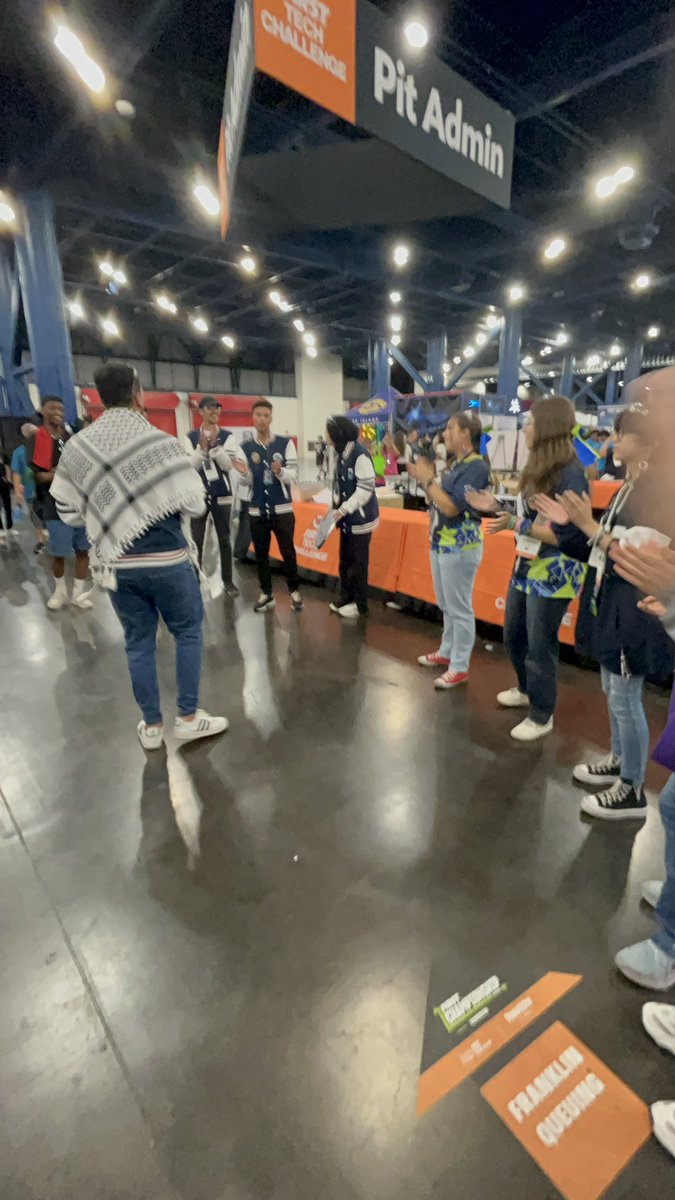 TheRoboBrigade's tweet photo. Day two of Worlds come to a close!! Today we had fun competing in qualification matches and connecting with other teams of different drivers backgrounds! Having fun so far💪 https://t.co/MPcj90E2oa