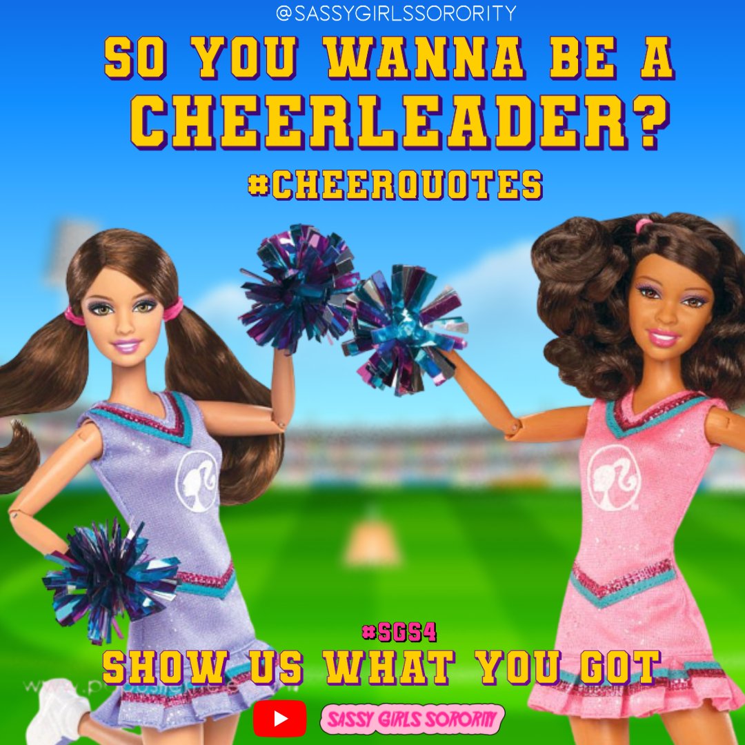 SGSTSOfficial's tweet photo. Show us what u got, amaze me with your best #cheerquotes down below! 📣 #sgs4 is coming soon, let's C-H-E-E-R! 

📽️ YouTube Channel: Sassy Girls Sorority

#cheerleader #cheer #barbiecheerleader #barbie #sassygirlssorority #cheerquotes #barbie #stopmotion #barbiestopmotion https://t.co/ieeEQcL8V7