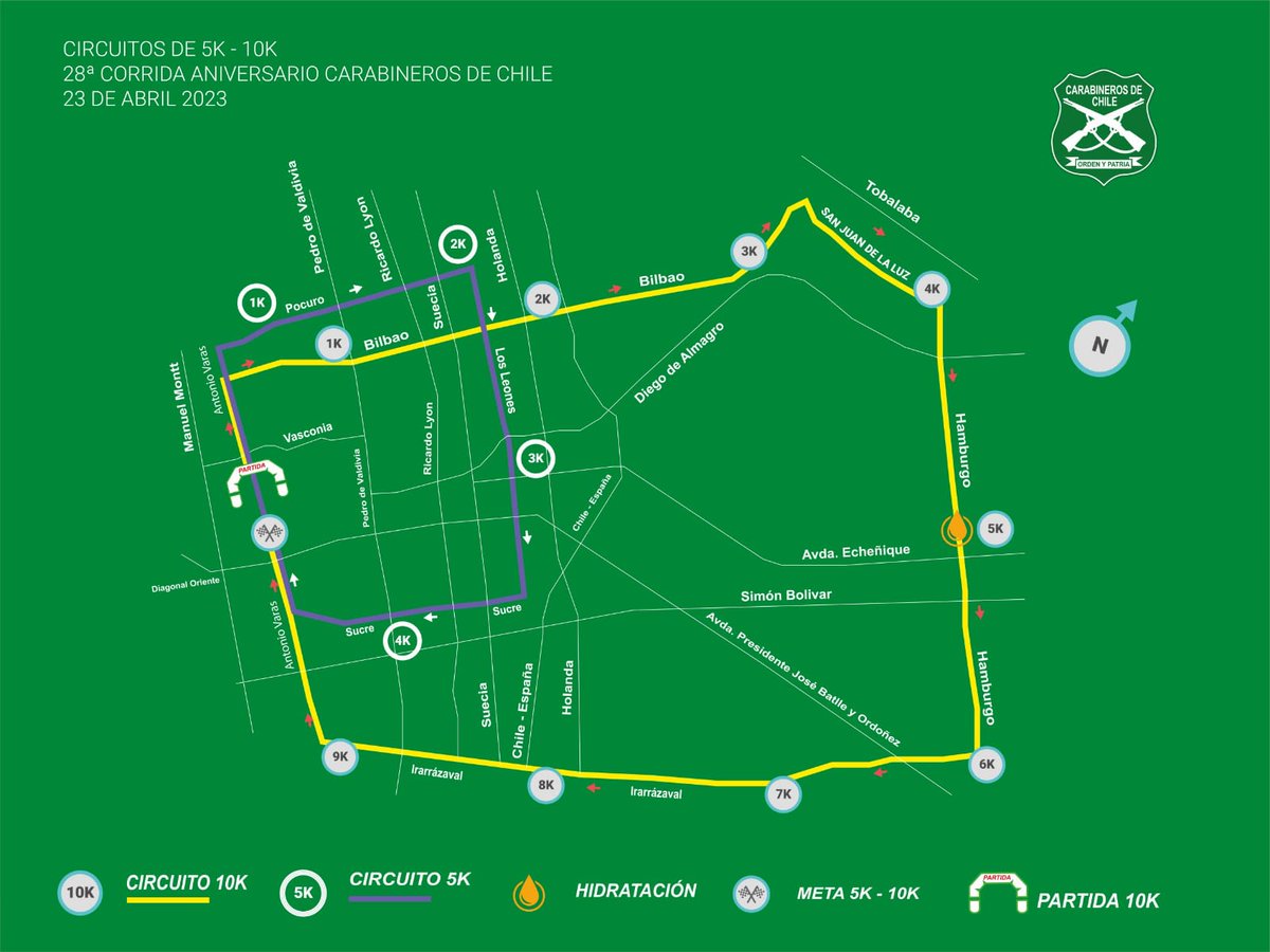 ATENCIÓN: Este domingo 23/abril, desde las 07 hrs. habrá restricción  vial en Av. Antonio Varas entre Av. Irarrázaval y Av. Fco Bilbao, por #CorridaCarabineros. Circuito considerará Av. Fco Bilbao al oriente, San Juan de La Luz y Hamburgo al sur; e Irarrázaval al poniente