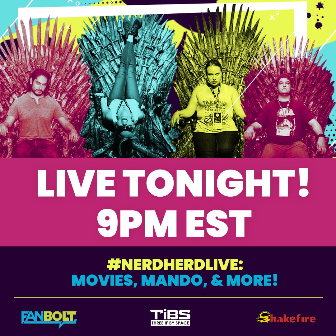 TheNerdHerdLive's tweet photo. #NerdHerdLive is back tonight! We'll be talking about the Season 3 finale of #TheMandalorian and have reviews for #EvilDeadRise and #Chevalier! Tune in at 9pm ET on Twitch, YouTube, and Facebook! https://t.co/qfq5vwQbkg