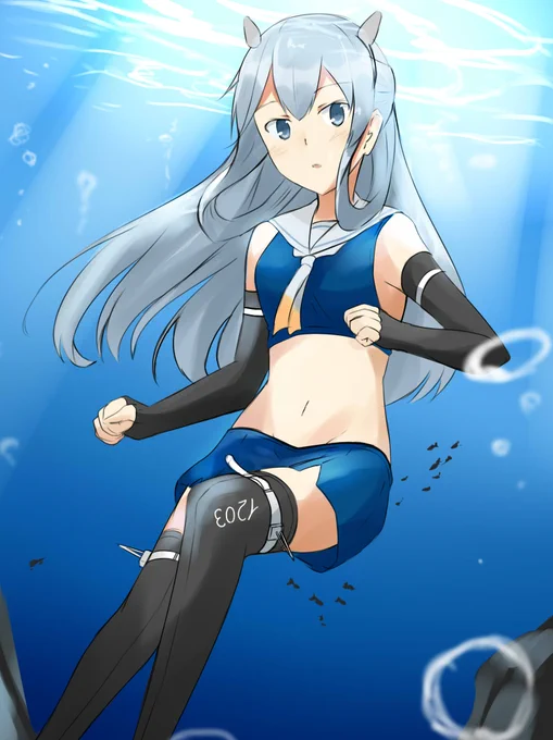 203ちゃんのリクエストいただいたので水中の伊203描きました#艦これ 