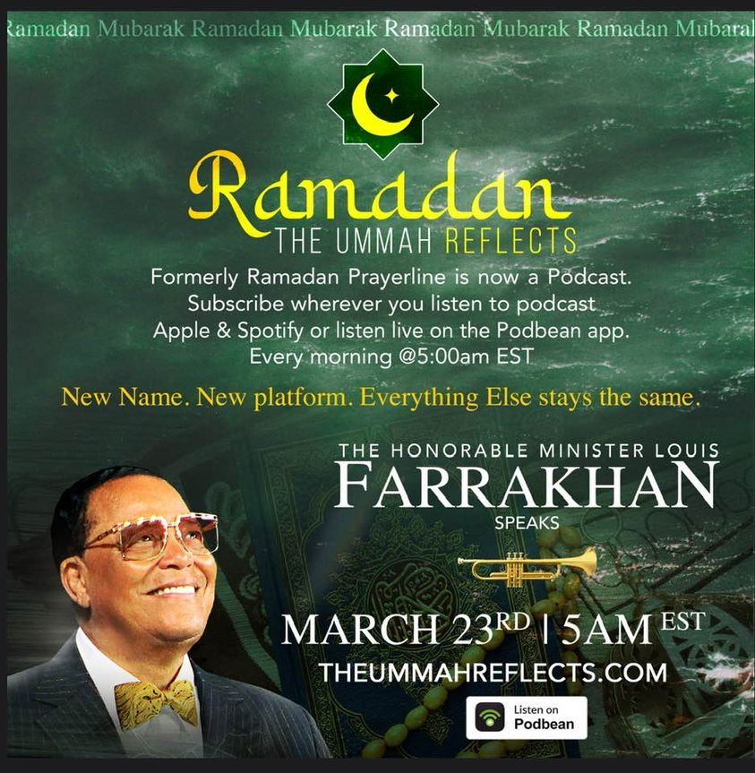 ReubenMuhammad's tweet image. Insha'Allah, I plan to listen to the Hon. Min. @LouisFarrakhan's OPENING #RamadanMessage ONE MORE TIME... before His "Closing" #EidMessage, Tomorrow morning...

PLEASE JOIN US at 5AM EST, for More #DivineGuidance from God's Anointed Servant!