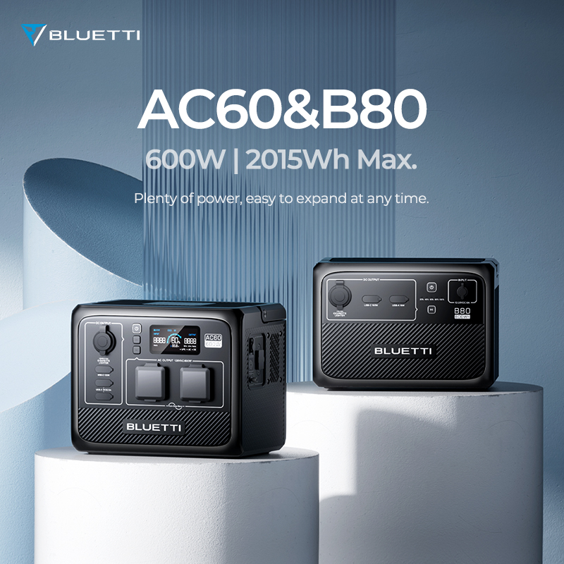 TechCrunch's tweet photo. Say goodbye to dead batteries! @bluetti_inc's AC60&amp;B80 Power Station is the ultimate portable power solution with 2015Wh capacity, fast charging, and multiple output ports. Stay connected and powered up no matter where you are. #AC60&amp;B80 #powerstation