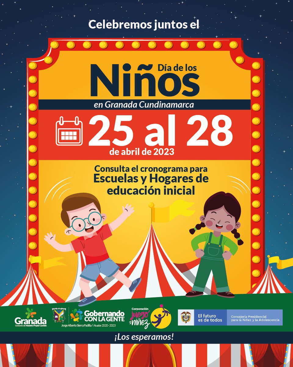 AlGranadaCund's tweet photo. Nos complace invitar y socializar el cronograma del mes de la niñez para el disfrute y rendir homenaje a nuestros niños granadinos en una semana que estará acompañada de diversión, risas, aprendizaje y sobre todo amor en familia.
Gracias a @juegoyninez y la #Brújula 2023. https://t.co/L5YwwfU2Nj