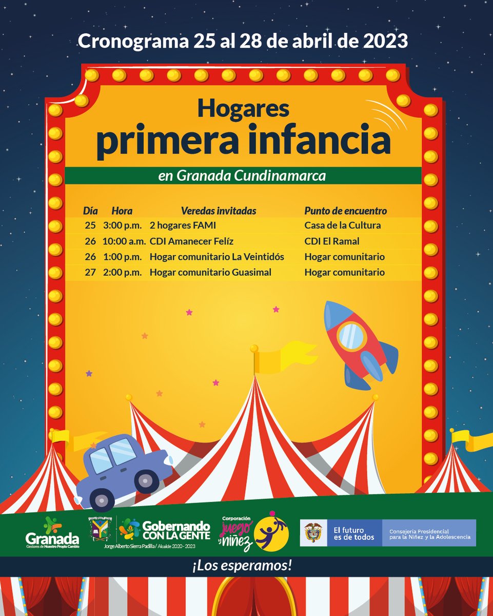 AlGranadaCund's tweet photo. Nos complace invitar y socializar el cronograma del mes de la niñez para el disfrute y rendir homenaje a nuestros niños granadinos en una semana que estará acompañada de diversión, risas, aprendizaje y sobre todo amor en familia.
Gracias a @juegoyninez y la #Brújula 2023. https://t.co/L5YwwfU2Nj