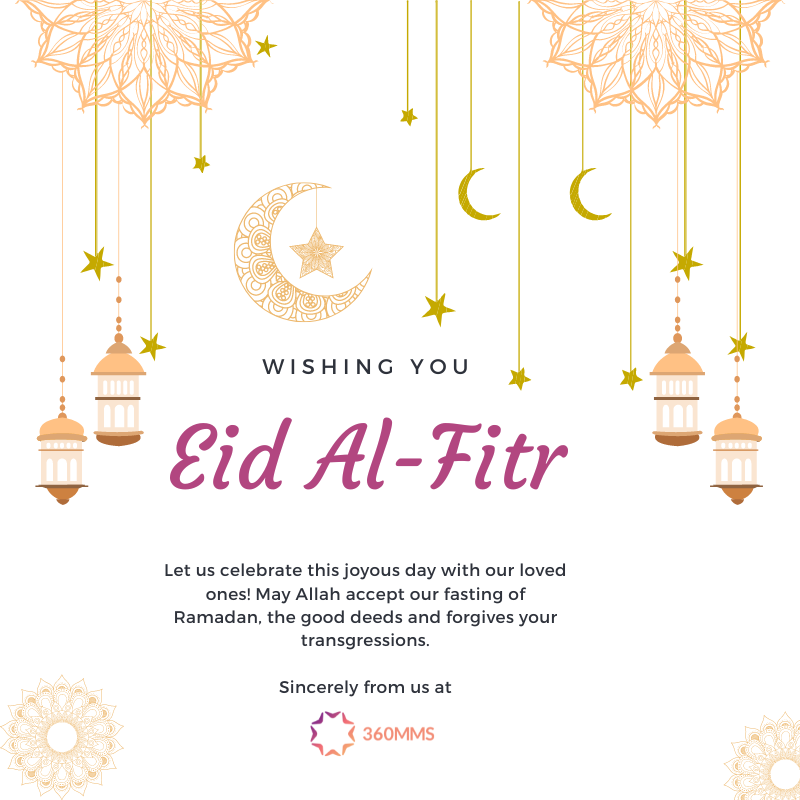 360_MMS's tweet photo. Happy Eid Al-Fitr, the day of celebration!

On this joyous day of Eid, we wish you &amp; your family a blessed Eid Al-Fitr! We would also like to express our gratitude &amp; appreciation to you, our valued partners &amp; referrals, for the continued support &amp; trust in our services. https://t.co/XKzzny6pYv