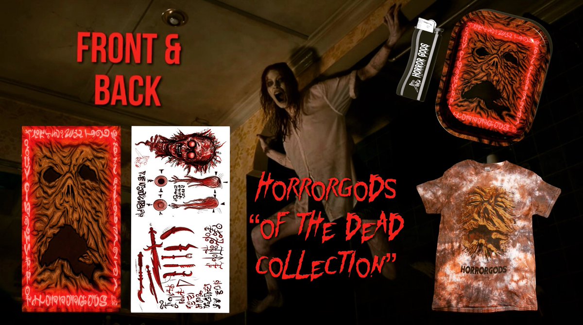 Horror_Gods's tweet photo. “OF THE DEAD COLLECTION” OUT NOW! HAPPY EVIL DEAD RISE RELEASE &amp; 420!
.LIMITED EDITION.
“TRAY OF THE DEAD” WITH LIGHTERS. LIMITED TO 100*
“SHIRT OF THE DEAD” TIE DYES ARE BACK ONE LAST TIME! LIMITED TO 23*
“TOWEL OF THE DEAD” BEACH TOWELS LIMITED TO 30* (PRE-ORDER)
LINK IN BIO** https://t.co/tgfRYJA4wE