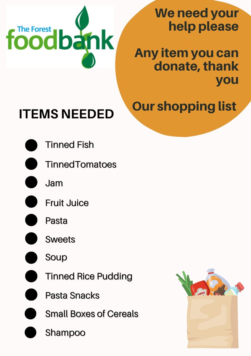 We are in need for the items as listed, but we realise that times are hard for us all, so any donation is appreciated.

Thank you for your support

#forestofdean #local #support #foodbank #donate #fooditems #shoppinglist #grateful