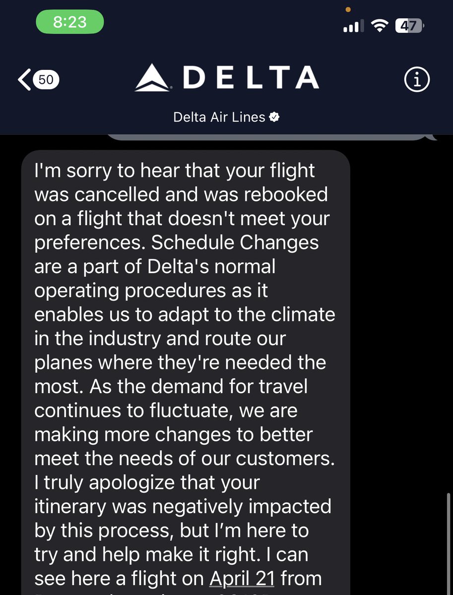 Never flying <a href="/Delta/">Delta</a> who cancels a flight with a 17 hour warning“normal operating procedures”.. I need to know who is your operations manager that is making this decision.