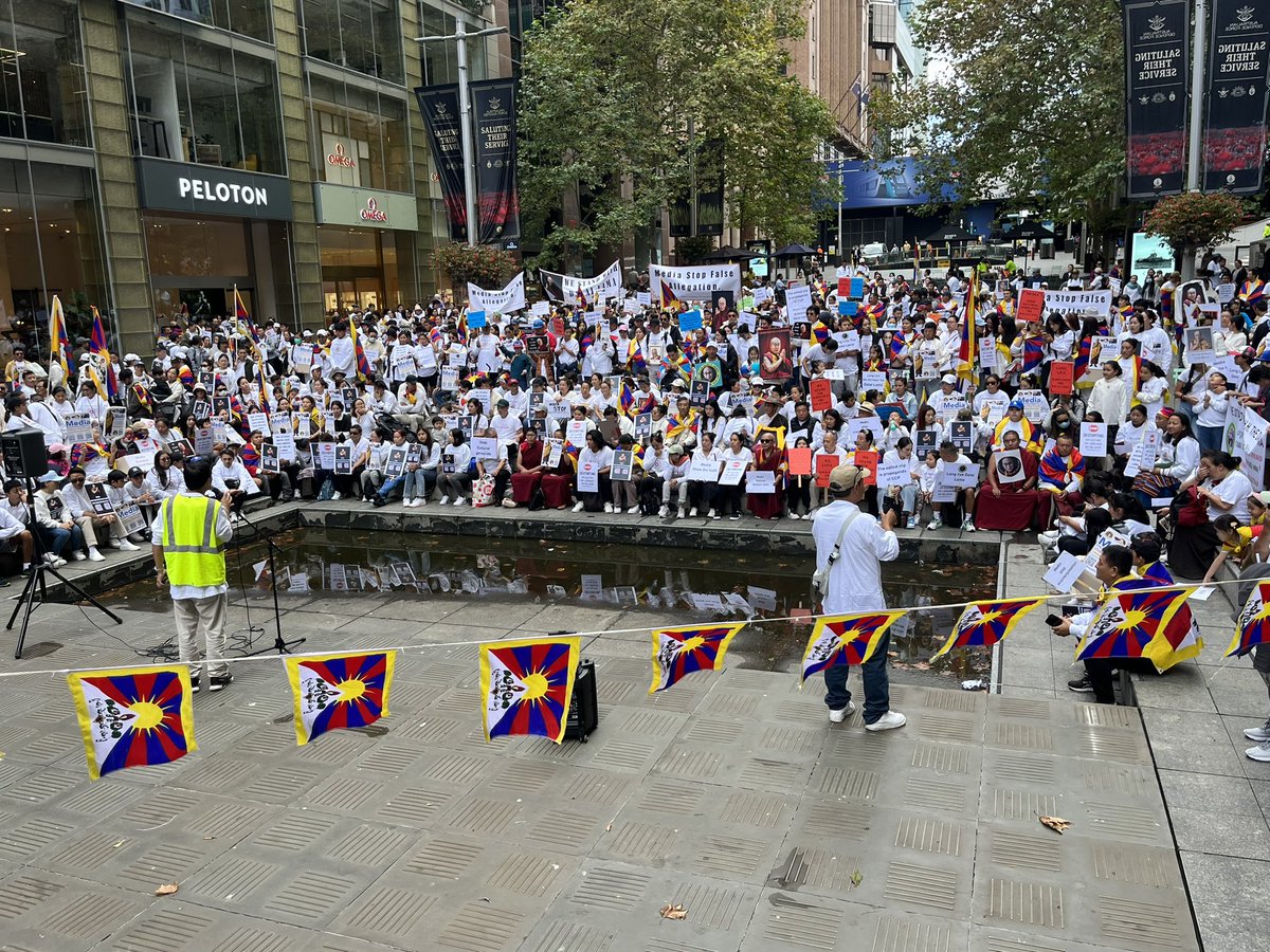 DrewPavlou's tweet photo. Wow, MASSIVE turnout to support Tibet and the Dalai Lama in the heart of Sydney. So many people standing against CCP propaganda and genocide. We will stand with the Tibetans until they have their freedom #FreeTibet https://t.co/PlhGul0LIE