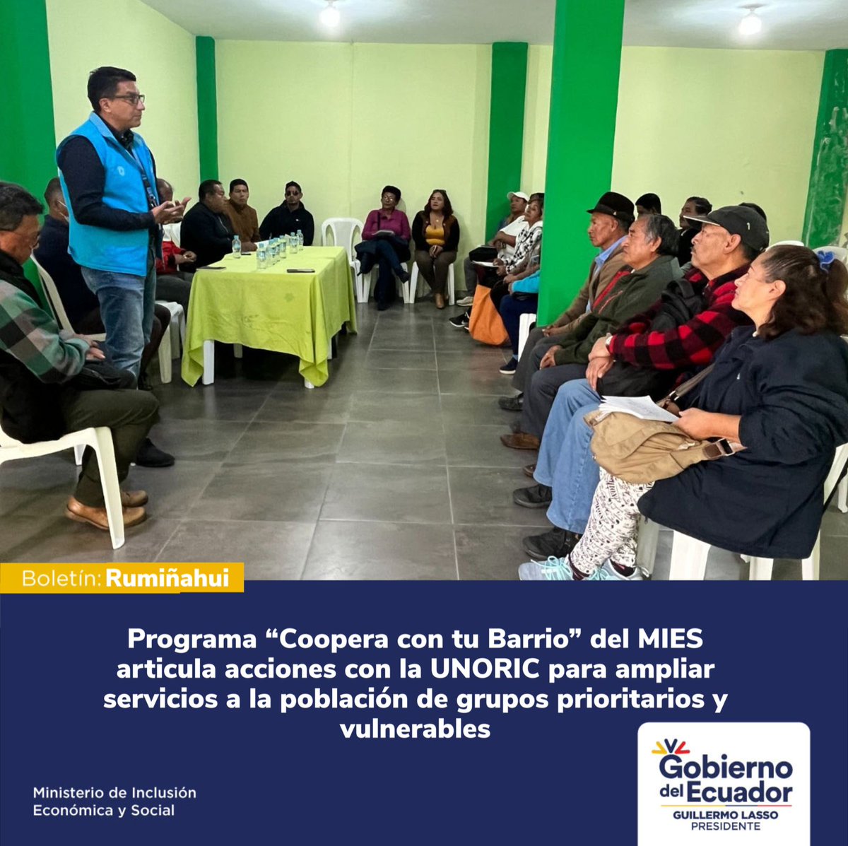 DHumanoEc's tweet photo. #Rumiñahui I Autoridades y personal del #MIES, a través del programa “Coopera con tu Barrio”, mantuvieron reunión con 21 presidentes de la #UNORIC. Con el objetivo de informar planes, proyectos y servicios que maneja esta cartera de Estado.
📰Boletín: https://t.co/KrXDj39ZIp https://t.co/MEsFtxkFRx