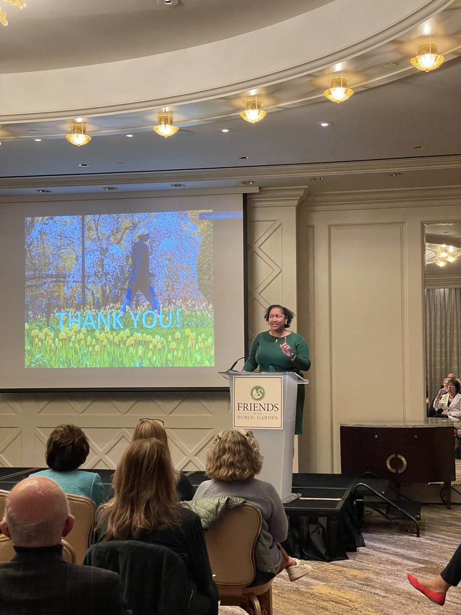 FOPG's tweet photo. Inspiring words from @RevMariama on the power of the intersection of #greenspace and #community tonight at our 53rd Annual Meeting. #FOPG #bosparks https://t.co/Z5jFHmSsWg