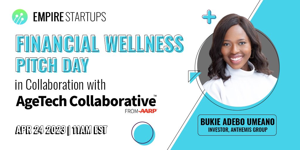 Bukie Adebo Umeano (@bukieau) on Twitter photo So excited to join <a href="/EmpireStartups/">Empire Startups</a> <a href="/AgeTechCollab/">AgeTech Collaborative⢠from AARP (ILabs)</a> <a href="/AARP/">AARP</a> to judge this yearās Financial Wellness Pitch Competition. Itās an amazing way to kickoff NYC FinTech Week and Iām excited to hear from the companies building in this space!!
empirestartups.com/events/financi⦠So excited to join <a href="/EmpireStartups/">Empire Startups</a> <a href="/AgeTechCollab/">AgeTech Collaborative⢠from AARP (ILabs)</a> <a href="/AARP/">AARP</a> to judge this yearās Financial Wellness Pitch Competition. Itās an amazing way to kickoff NYC FinTech Week and Iām excited to hear from the companies building in this space!!
empirestartups.com/events/financiā¦