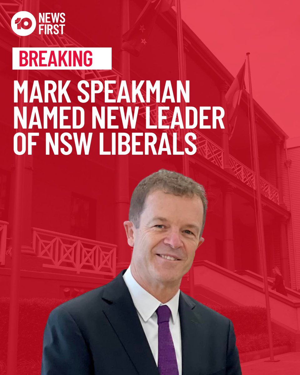 10NewsSyd's tweet image. #Breaking: Mark Speakman has been voted the new leader of the NSW Liberals following a party room meeting this morning | @MarkSpeakman @LiberalNSW #nswpol #NSWVotes 

Speakman is the Cronulla MP and former Attorney-General.