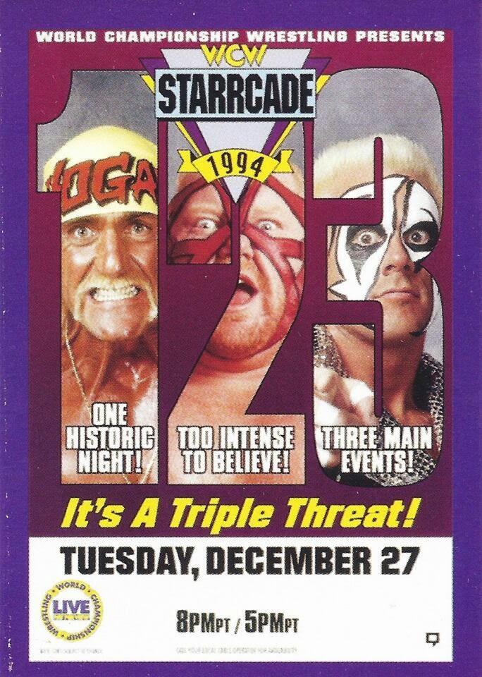 TravisDigIt's tweet image. Old School #WCW kind of night! Watching #WCWStarrcade 1994! @HulkHogan @brutusbeefcake_ @Sting @MrT @BookerT5x @RealStevieRay #NastyBoys @MarcMero @TheArnShow @itsvadertime #HacksawJimDuggan. - #Starrcade #WCW1994