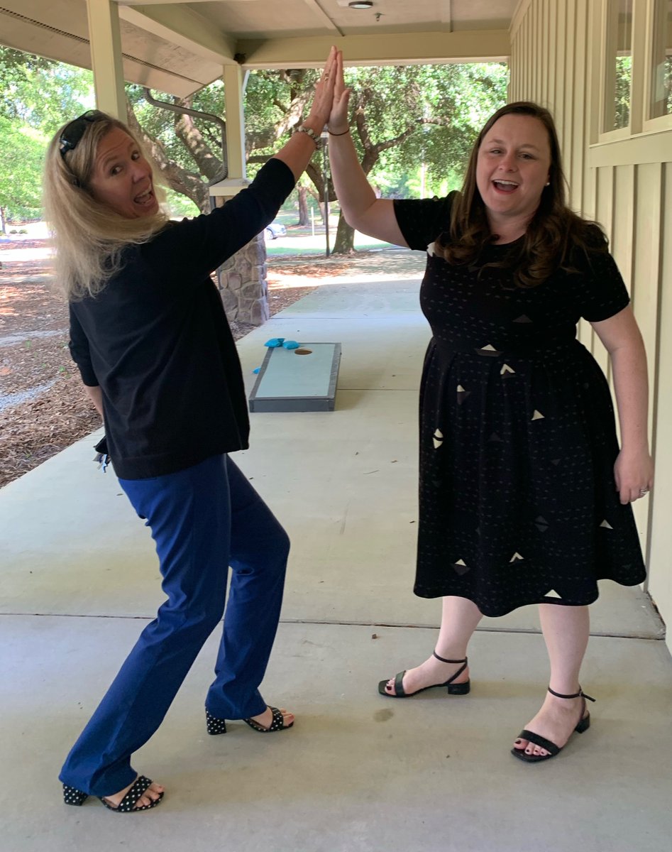 LisaFallaw's tweet photo. A little friendly principal corn hole competition while waiting for the next battle at the Battle of the Books! So much fun!! #PrincipalsJustWantToHaveFun #YesIWon https://t.co/QtF1mYWQbp
