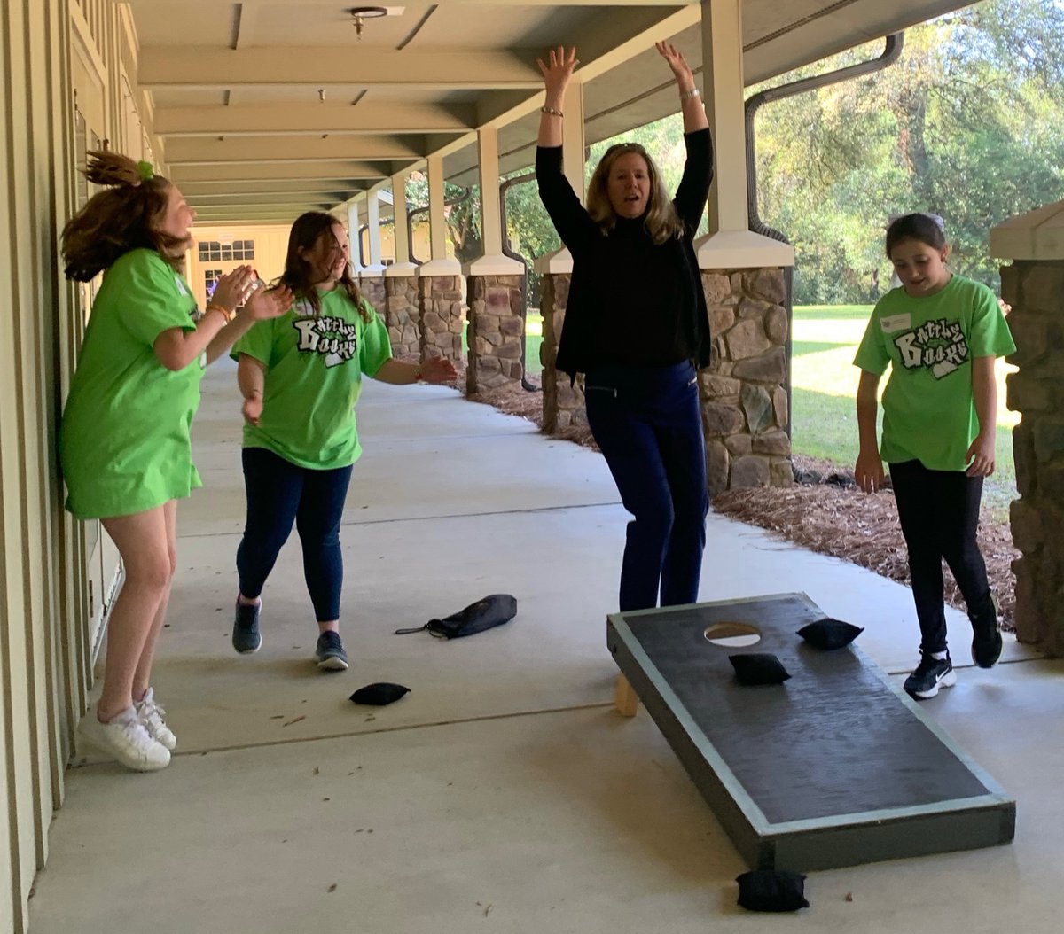LisaFallaw's tweet photo. A little friendly principal corn hole competition while waiting for the next battle at the Battle of the Books! So much fun!! #PrincipalsJustWantToHaveFun #YesIWon https://t.co/QtF1mYWQbp