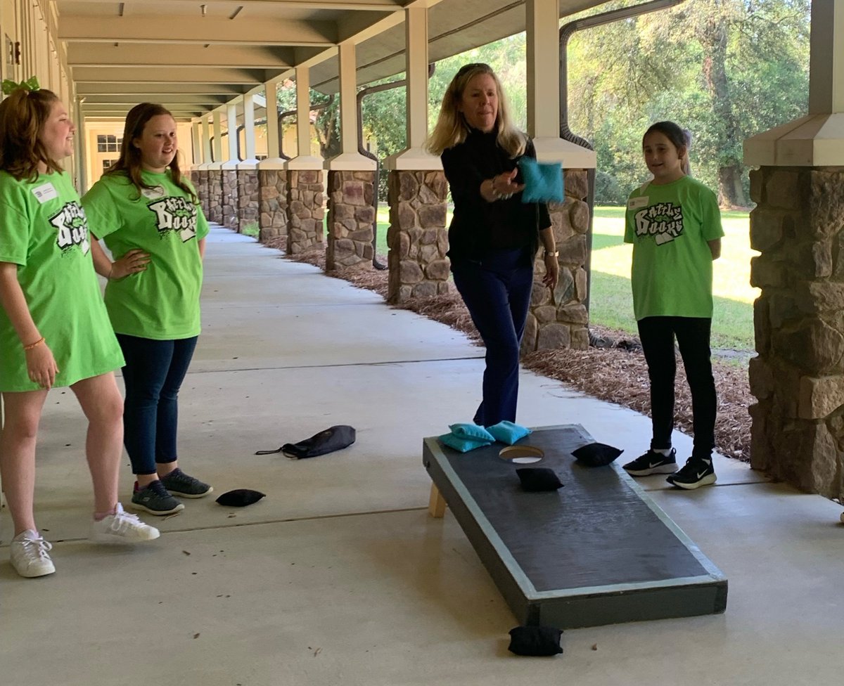 LisaFallaw's tweet photo. A little friendly principal corn hole competition while waiting for the next battle at the Battle of the Books! So much fun!! #PrincipalsJustWantToHaveFun #YesIWon https://t.co/QtF1mYWQbp