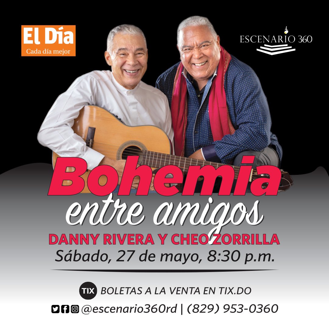 ¡Celebra el Día de las Madres con una noche inolvidable! 

Disfruta del talento de dos leyendas de la música, Danny Rivera y Cheo Zorrilla, juntos por primera vez este 27 de mayo.

Vive una experiencia única en una noche bohemia.

¡No te lo puedes perder!

#diadelasmadres2023