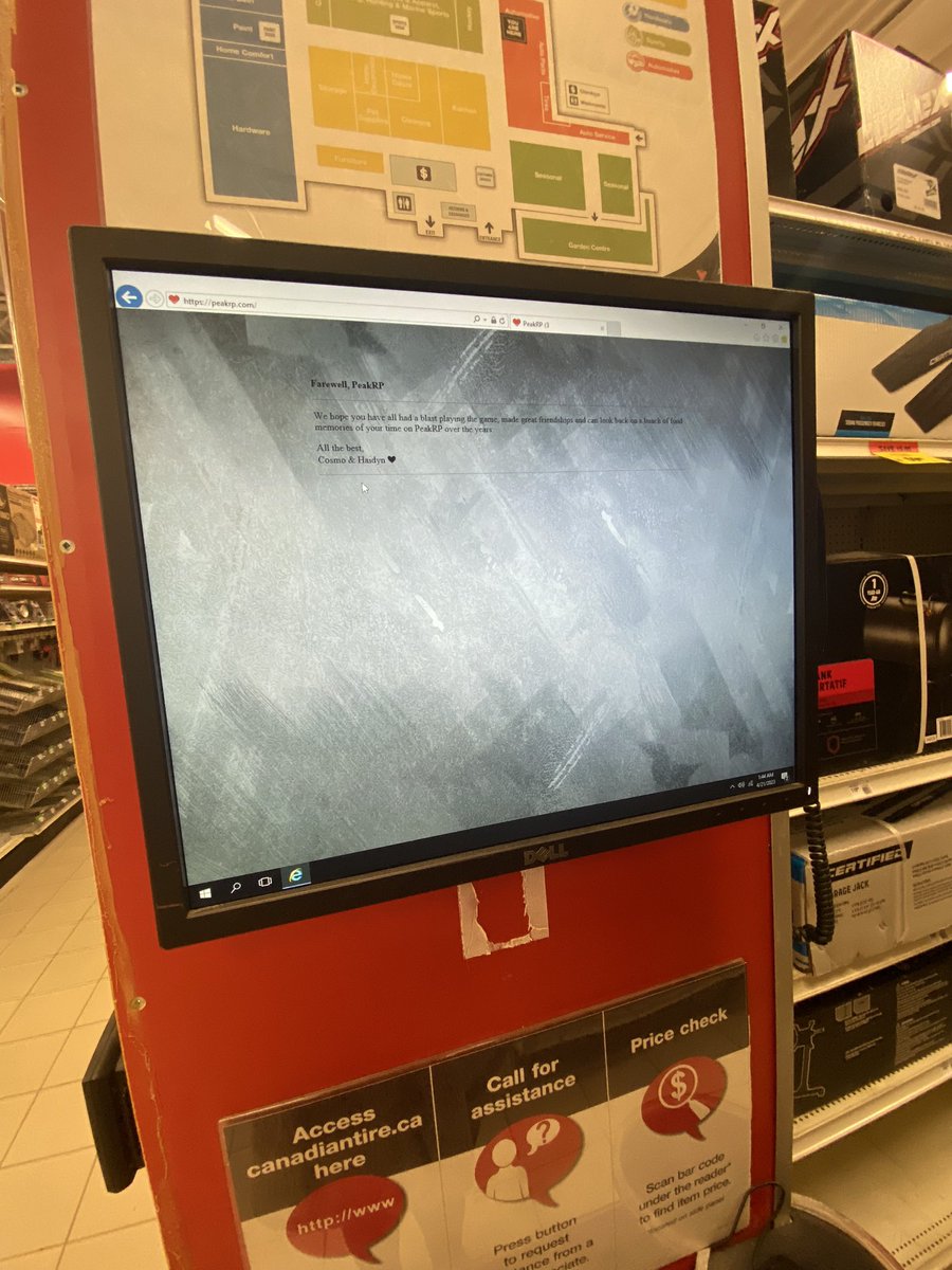 tamaraqhvu's tweet photo. still missing you in canadian tire <3 @PeakRP https://t.co/a8H9RWxzwi