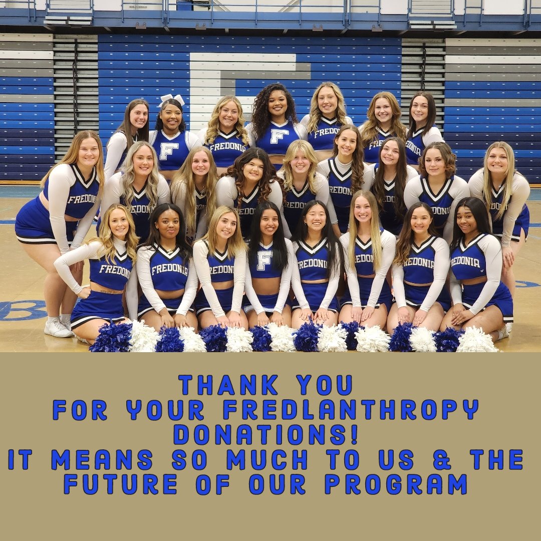 Fredonia_Cheer's tweet photo. To all of our donors! The difference you made for us  is so appreciated! Thank you for always supporting us!💙 https://t.co/SNwieR7jHC