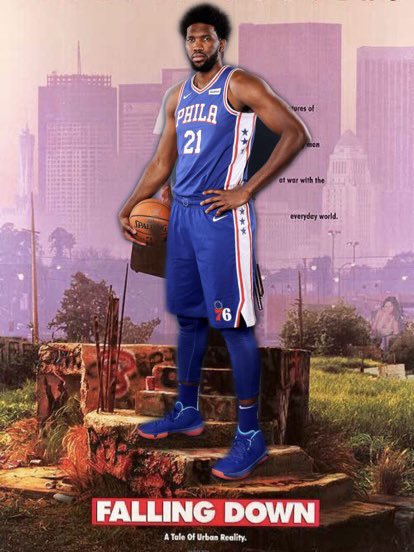 UsherNBA's tweet image. Joel Embiid becomes the first player in NBA history to fall on the floor 18+ times in the first half of a playoff game.