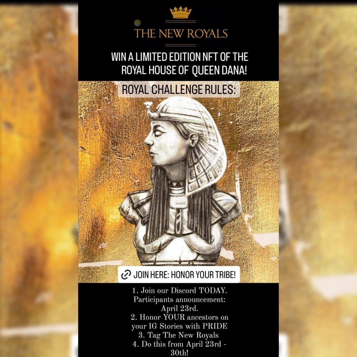 The_NewRoyals's tweet photo. Hear ye, hear ye!

👸🏻Presenting a New Royals Warrior Challenge, the Ancestral Challenge! 

See Thread Below!

#newroyalsnft #nobility #royalty #art #NFTCommunity #parisnft #miaminft #ancientegypt #queen #kemet https://t.co/4AmLiI3JSP