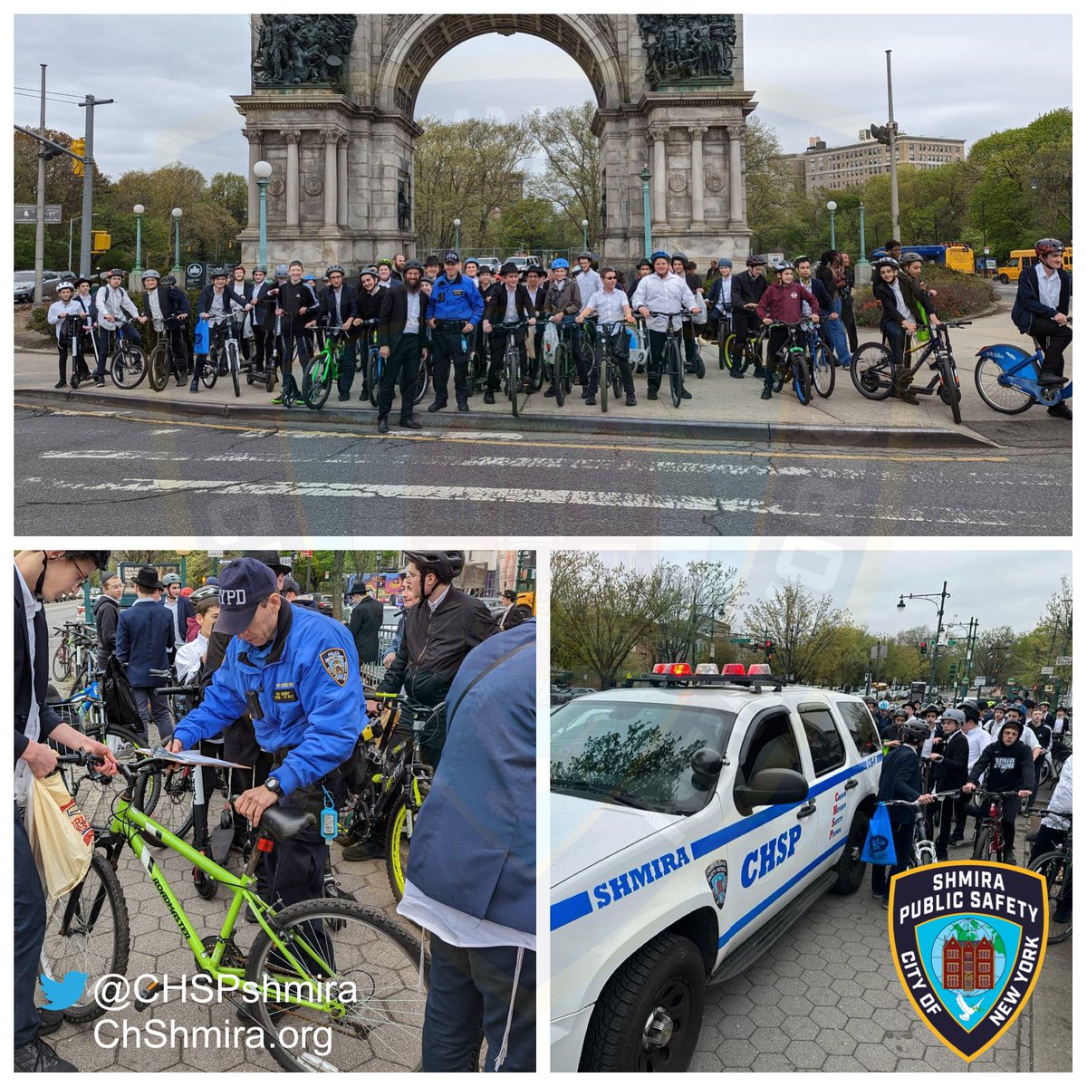 CHSPshmira's tweet photo. Shmira along side @NYPD71pct provided Security at the annual #OholeiTorah 8th grade biking trip. #NYPD #CommunitySafety #Shmira https://t.co/PJntOdl53i