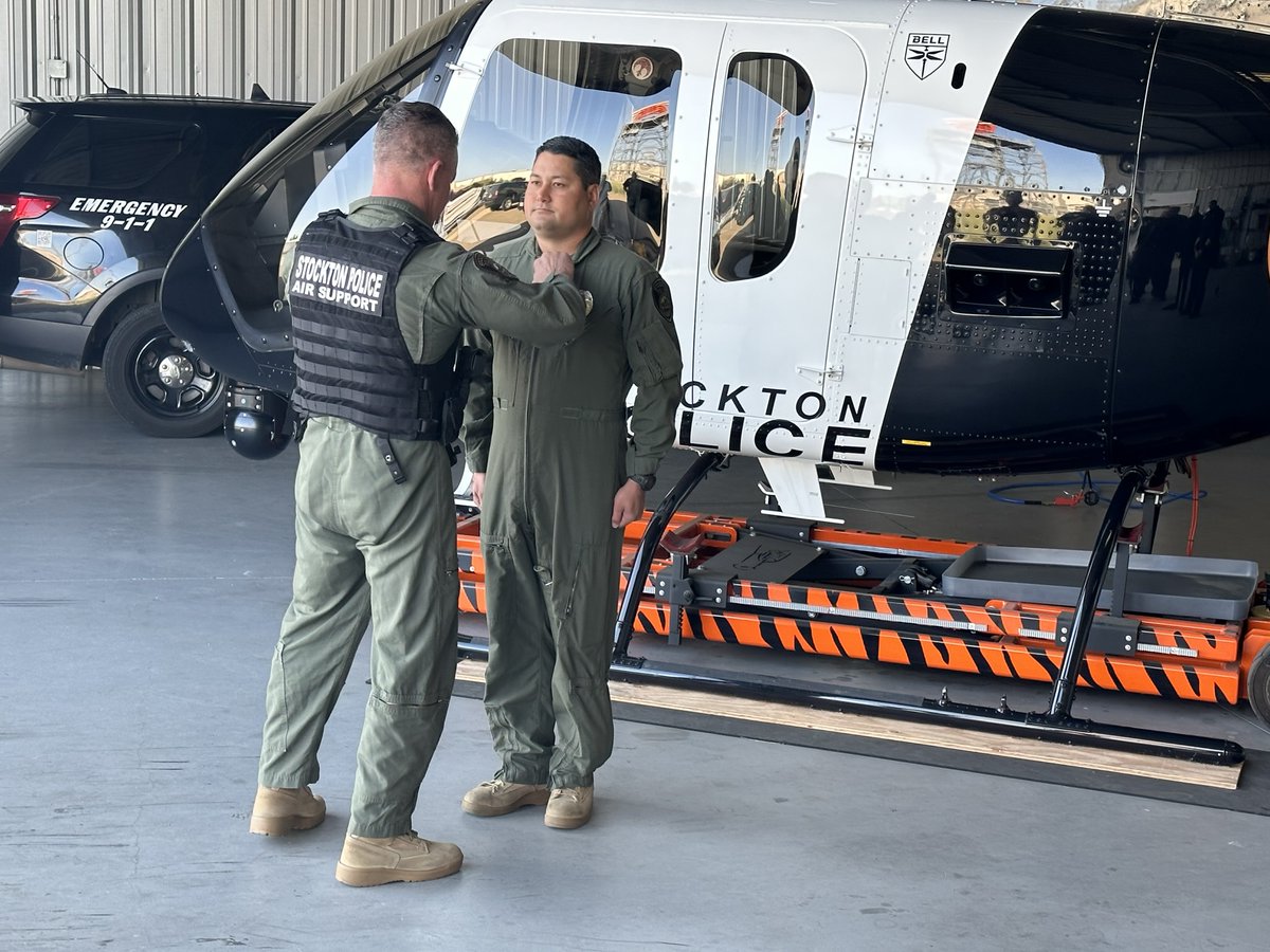 StocktonPolice's tweet photo. It is with great pleasure that the SPD would like to announce Officer Nicholas Ishii is now certified as Helicopter Pilot. Officer Ishii is the second SPD Helicopter Pilot to be certified. Congrats Officer Ishii.#falcononezero https://t.co/mcHSvXyRhE