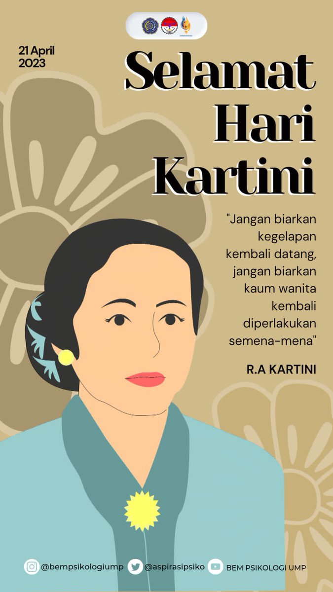 [Hari Kartini]

Selamat Hari Kartini! Banyak hal yang bisa menjatuhkanmu, tetapi satu-satunya hal yang benar-benar dapat menjatuhkanmu adalah sikapmu sendiri

#HariKartini2023
#bempsikologiump
#kabinetasankarahagi