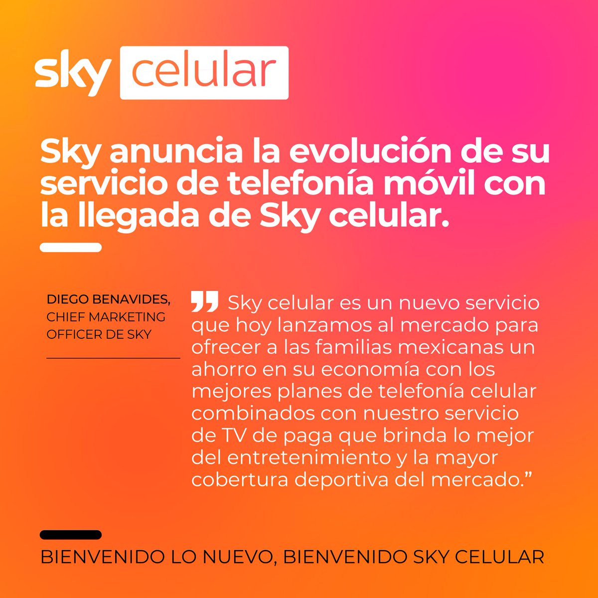 TelevisaPrensa's tweet photo. El servicio de telefonía móvil evoluciona con #SkyCelular 🚀
Conoce de la mano de Diego Benavides lo nuevo de @skymexico ⤵️ https://t.co/5QKqKI5wen https://t.co/EhBl3IiklD