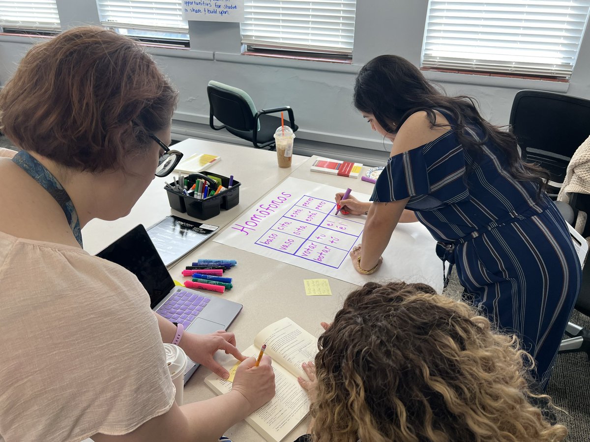 TheresaAdelphia's tweet photo. These K-2 #DualLanguage Teachers always leave me feeling inspired! Thank you for such thoughtful conversations and collaboration. We were able to see horizontal and vertical alignment of student writing and plan for next steps for Q4! #d100inspires #d100inspira https://t.co/Pmm8szKLRe
