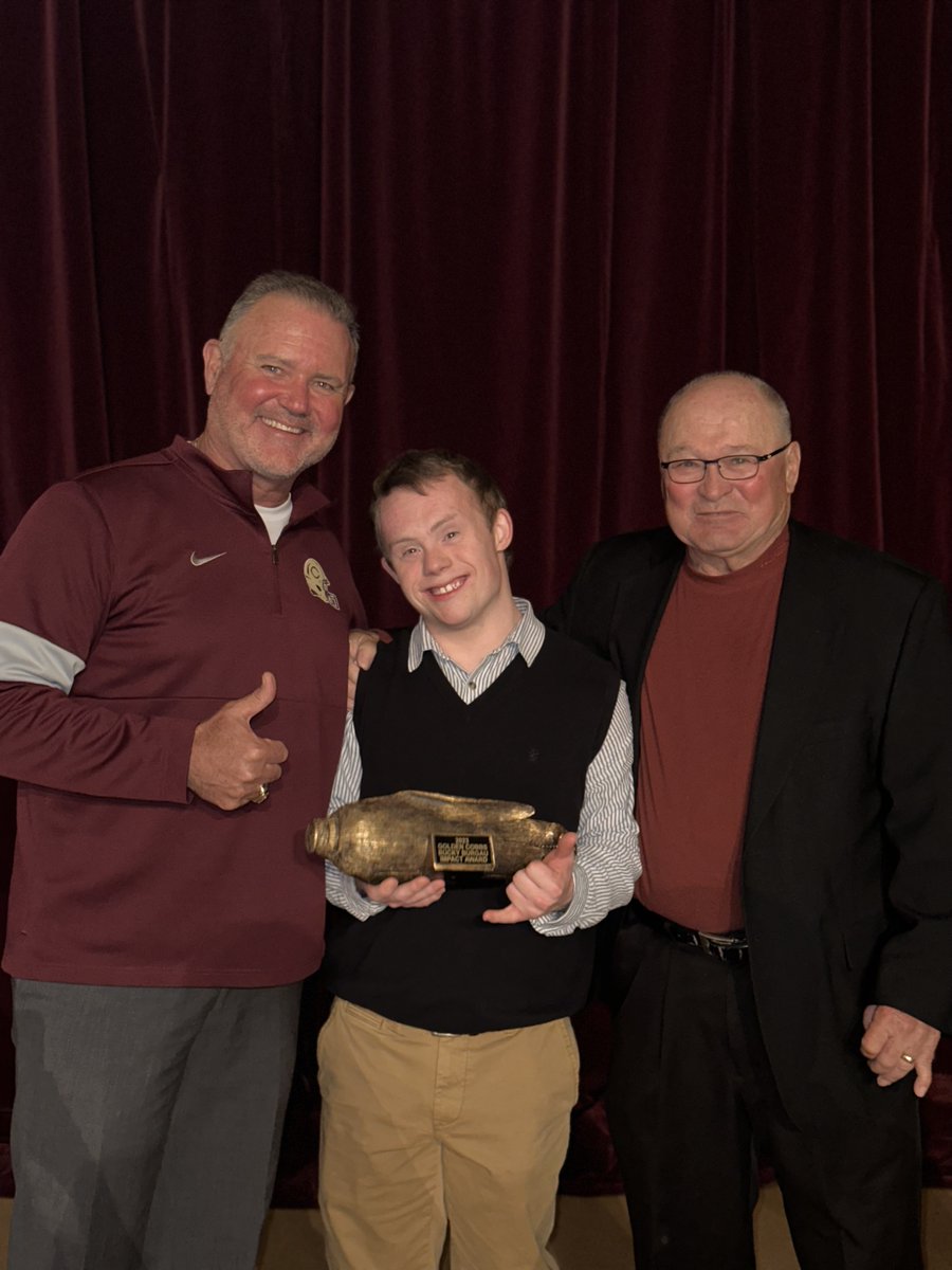 CobberSID's tweet photo. The Bucky Burgau Impact Award goes to Cobber Athletics fixture Sam Beedy. Sam works with the Football and Men's Hockey teams to bring camaraderie, hype and morale. He is also known for his legendary griddy dance. Congratulations, and thank you for all you've done! #GoldenCobbs https://t.co/32kwPvN0Jy