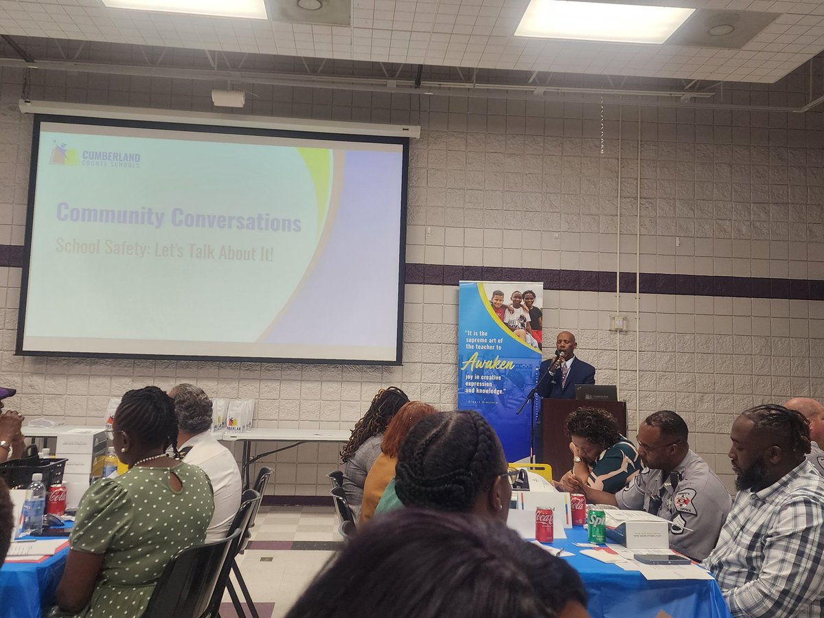 SraLopezNC's tweet photo. What an amazing event! Tonight our Community Conversation about School safety was incredible. Well done @lindsaywhitley and @CCSSuptConnelly . I'm proud to be a Professional Premier Educator @CumberlandCoSch. https://t.co/vlQebcklRV