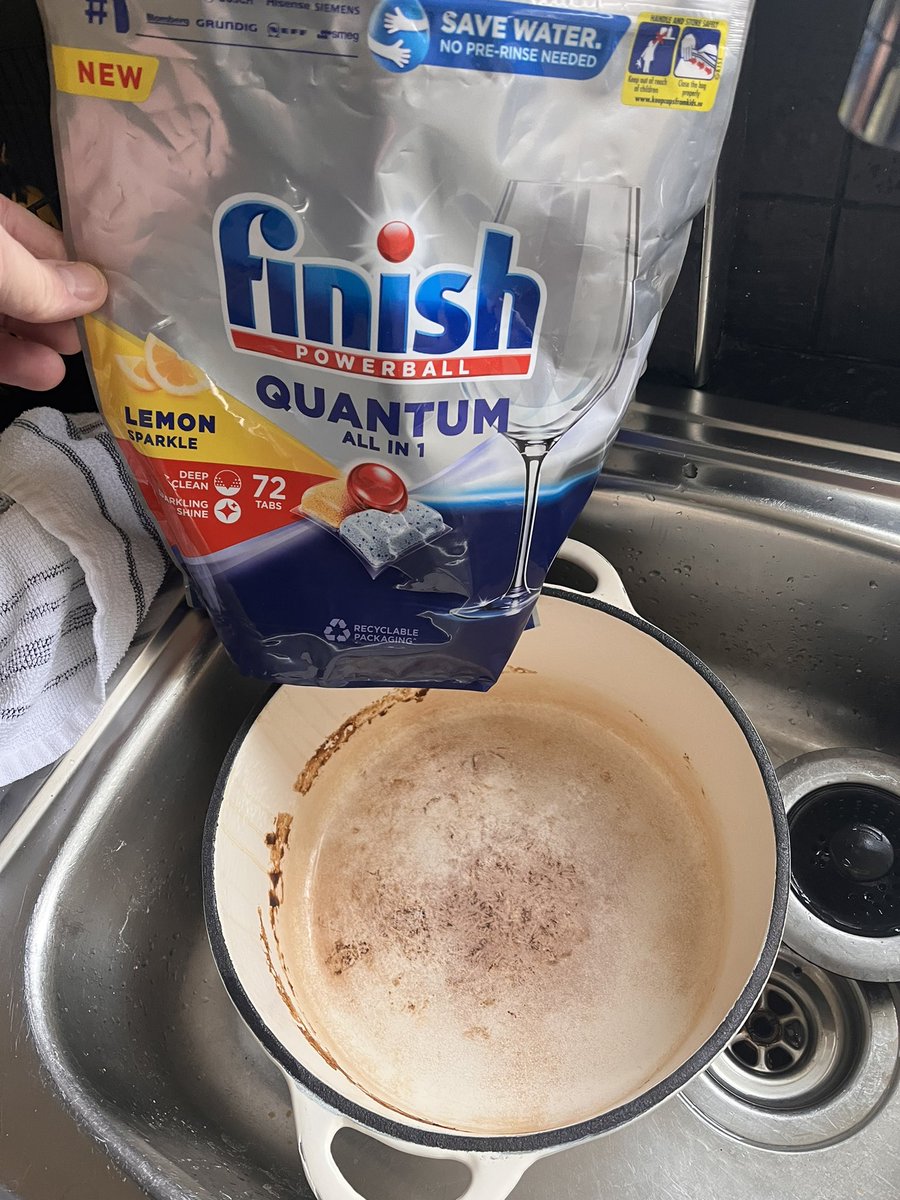 McGuireSquirrel's tweet photo. @FinishUK not impressed with your product, no pre wash needed, be a hand wash when finished is! https://t.co/pJR9AzXDgi